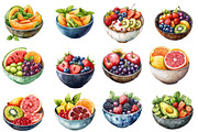 Watercolor Healthy Fruit Bowls Clipa, an Illustration by Designworld (Thumbnail 3 of 5)
