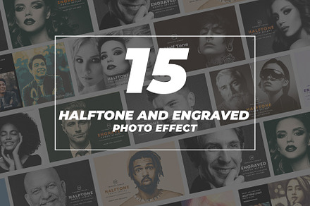 15 Halftone and Engrave Photo Effect