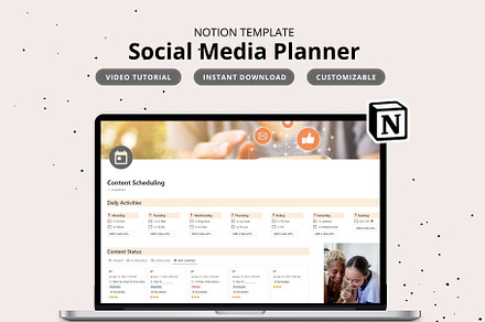 Social Media Planner Notion Template, a Templates & Theme by Saving Time Designs