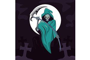 Grim Reaper In Cemetery