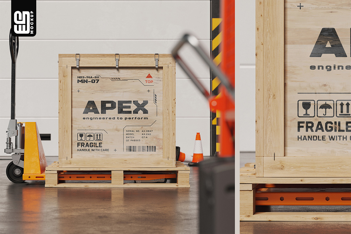 Wooden Shipping Crate Mockup, an Advertising Mockup by SD Mockup (Photo 2 of 5)