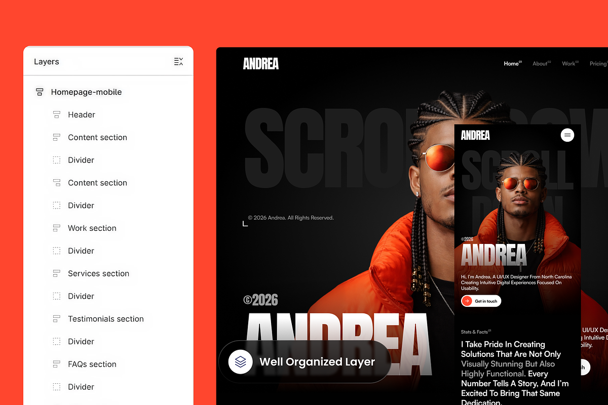 Andrea - Personal Portfolio Website, a Landing Page Template by SLAB! Design (Photo 2 of 5)