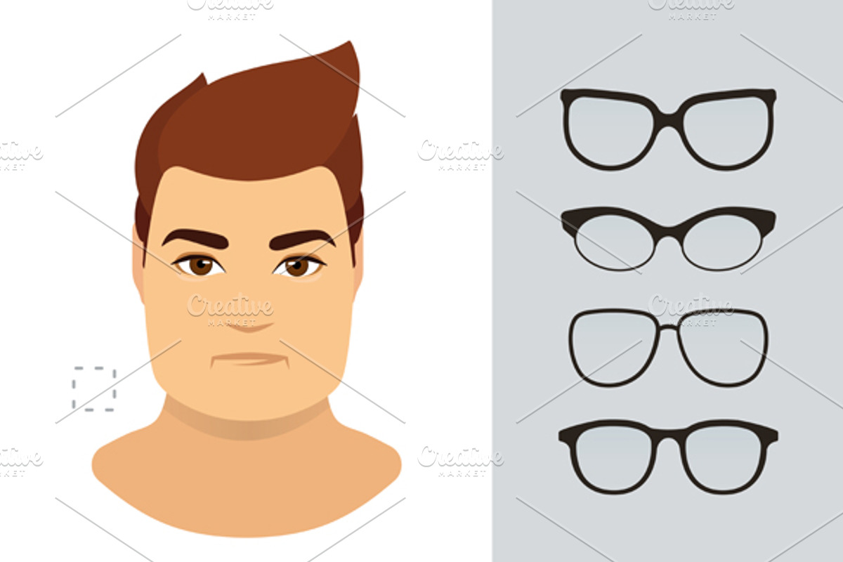 Man glasses shapes-9 face types-set, a Decorative Illustration by Cheremuha (Photo 5 of 6)