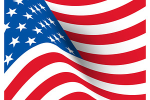 USA flag. Vector realistic wavy flag of United States of America