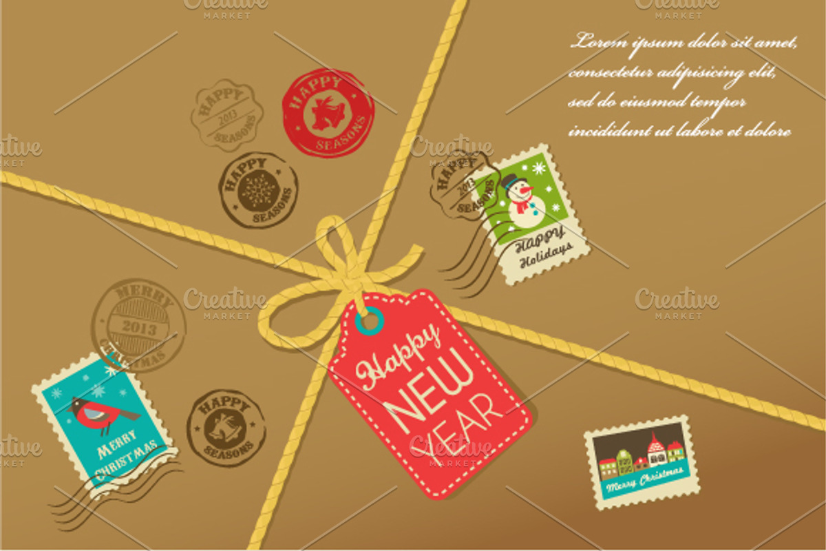 Xmas greeting cards with stamps, a Decorative Illustration by Marish (Photo 2 of 3)
