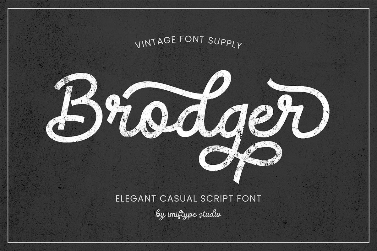 Brodger – Retro Script Font, a Script Font by Imiftype Studio (Photo 1 of 11)