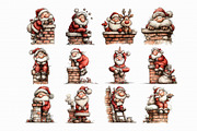 Funny Santa Chimney ClipArt's PNG, an Illustration by Libby Wishes (Thumbnail 2 of 7)