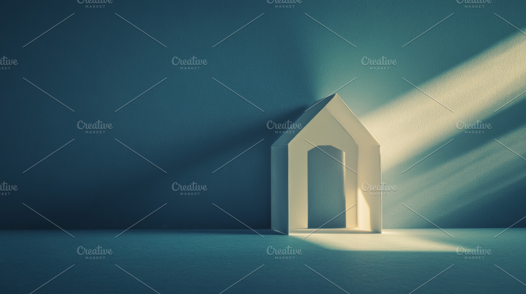 Minimalist House Model with Light and Shadow Contrast, an Abstract Photo by Natalia Klenova's Shop