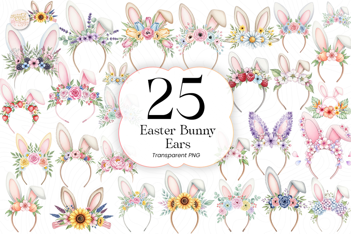 Easter Bunny Ears PNG Clipart Cute., an Object Illustration by KennedyStudio (Photo 1 of 5)