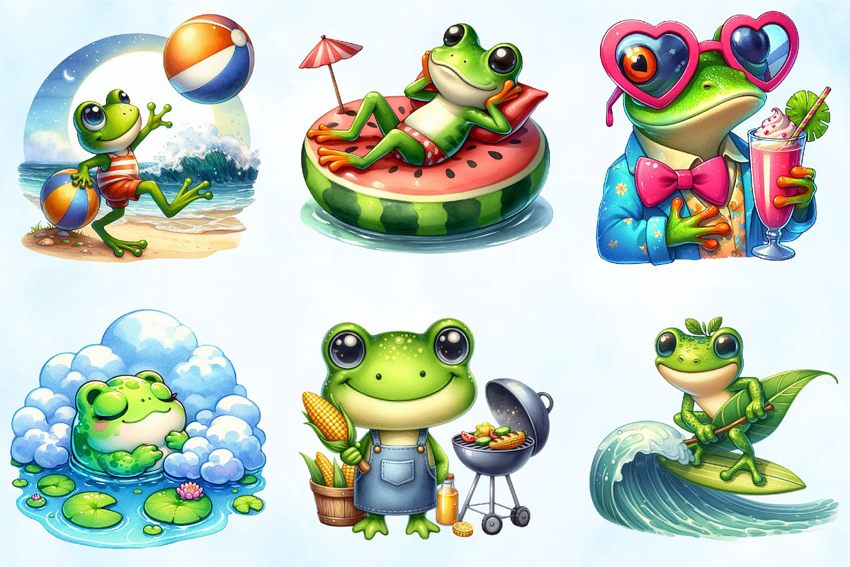 Frog Enjoying Summer Holiday ClipArt, an Illustration by Craft Nest (Photo 2 of 6)
