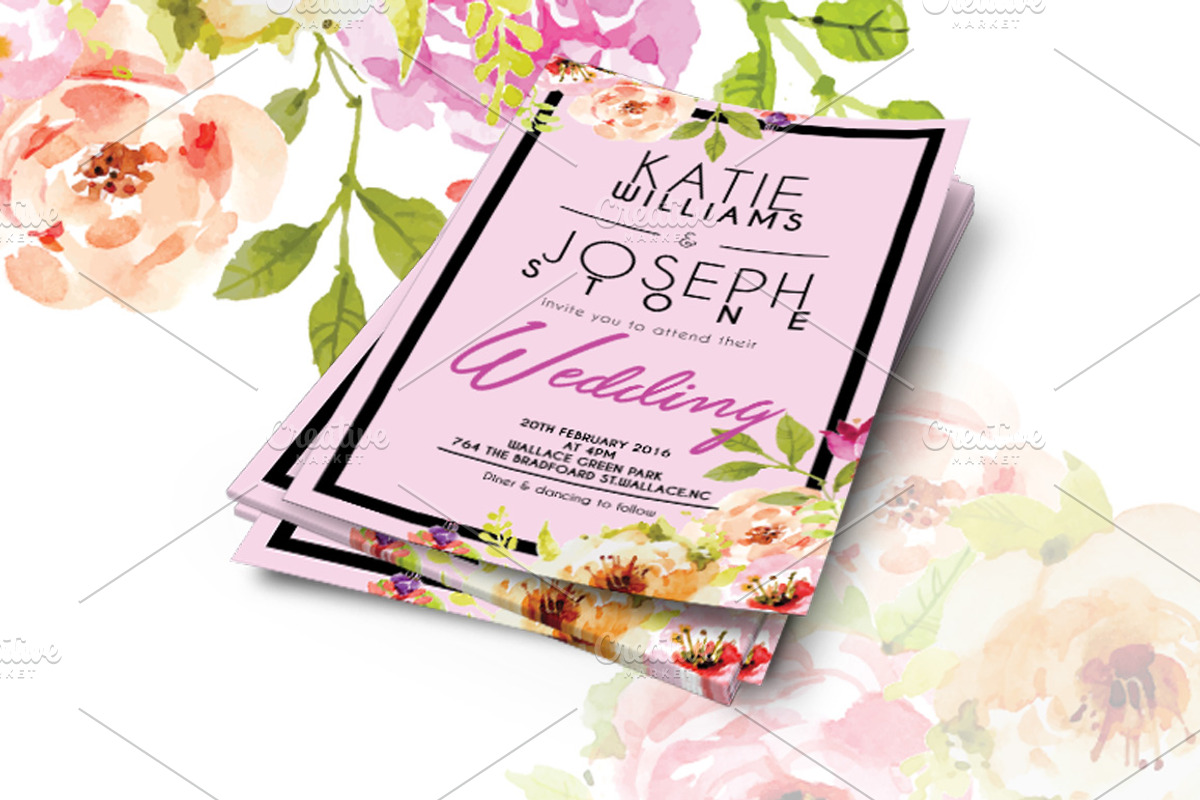 Floral Wedding Invitation, an Invitation Template by Tiaga (Photo 2 of 3)