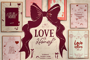 Love & Honey. Romantic Wall Art, a Decorative Illustration by Mio Buono