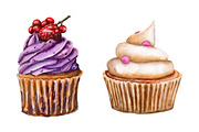 Set of watercolor cupcakes, a Food Illustration by Olha's watercolor (Thumbnail 6 of 7)