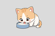 Cat Drinking Milk from Bowl Cartoon, an Animal Illustration by Artpon Illustration (Thumbnail 3 of 3)
