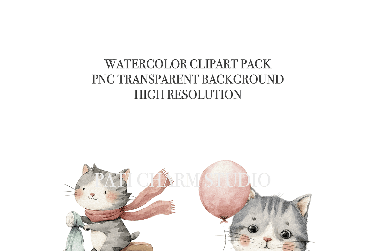 20 Sweet Cat Clipart, an Animal Illustration by Pati Charm Studio (Photo 4 of 8)
