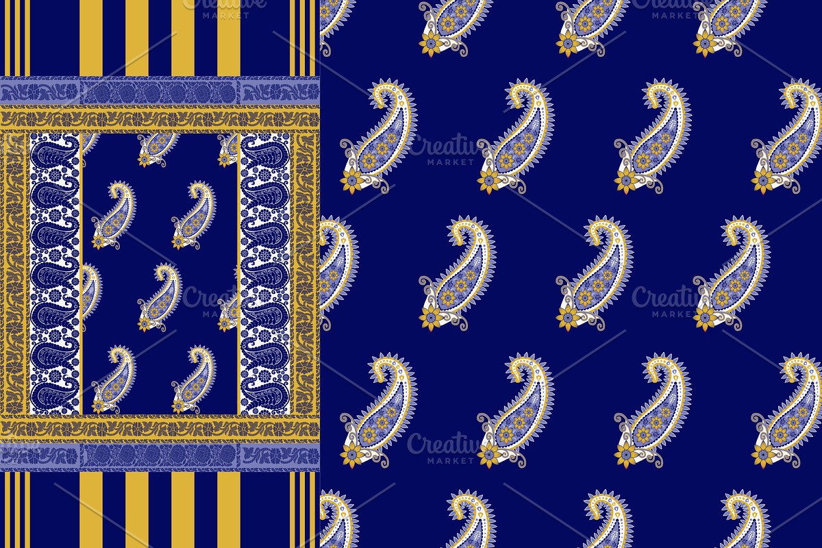 Navy Paisley Scarf, a Pattern Graphic by ThaiByGaew (Photo 3 of 3)