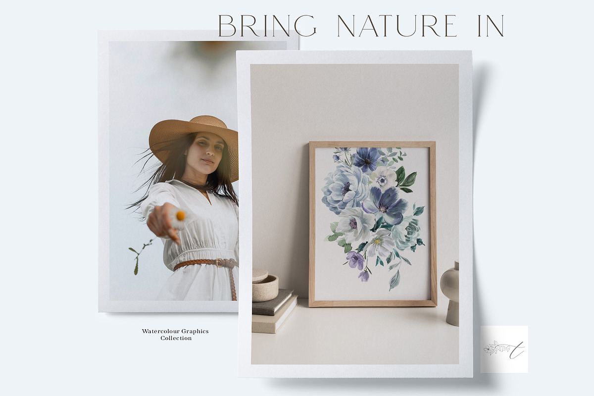 Blue Watercolor Flowers, a Background Graphic by Twigs and Twine (Photo 5 of 10)