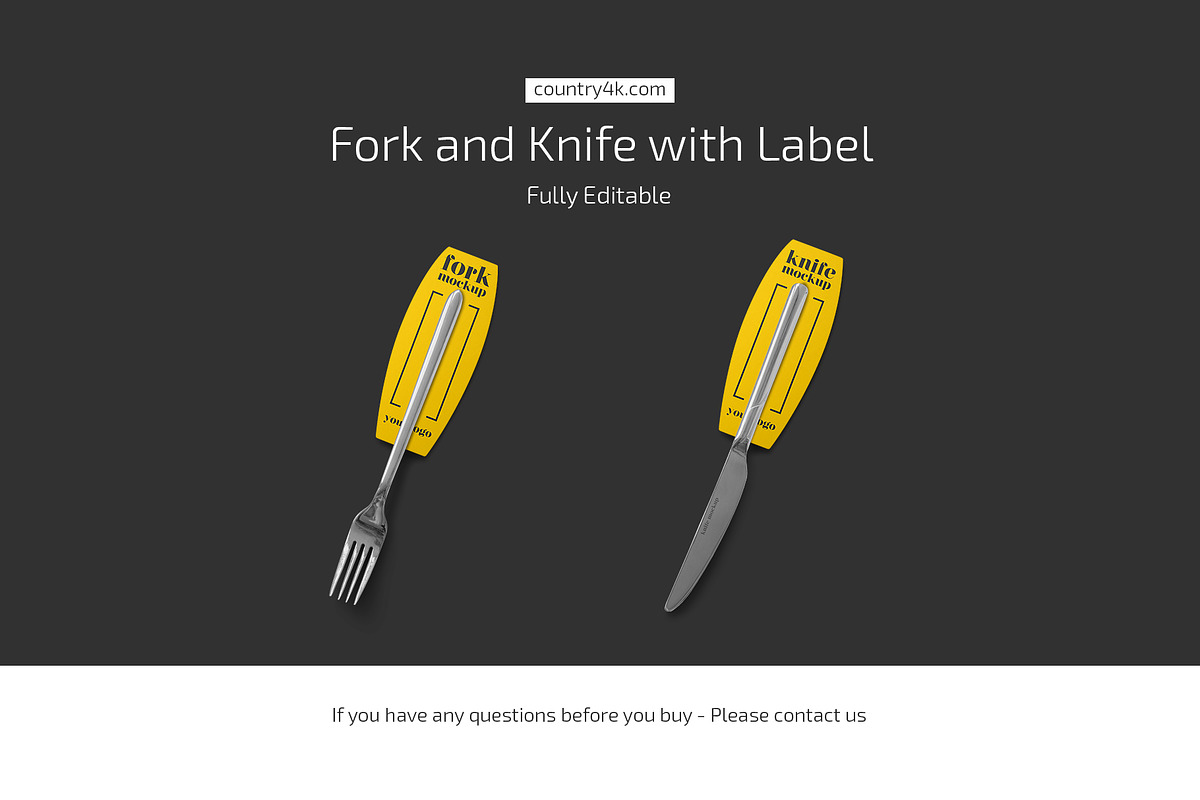 Fork and Knife with Label Mockup, a Product Mockup by Country4k (Photo 4 of 4)