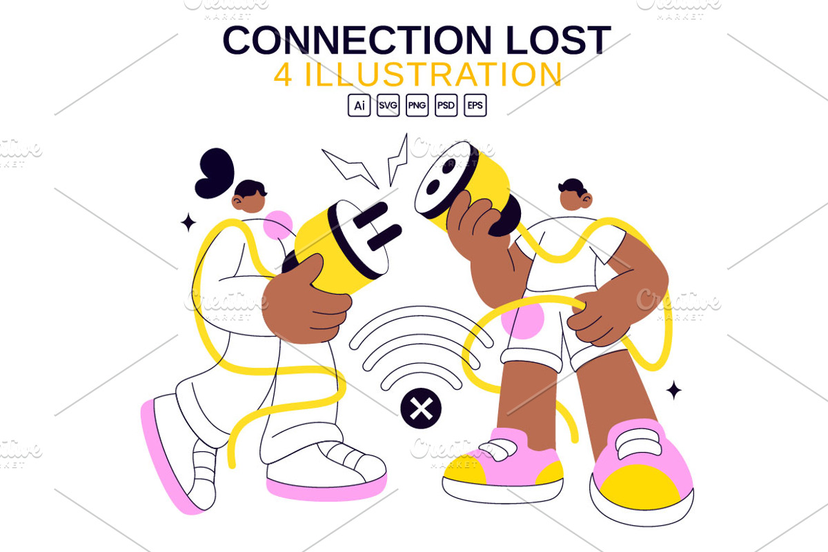 4 Connection Lost Illustration, a Technology Illustration by denayunebgt (Photo 1 of 4)