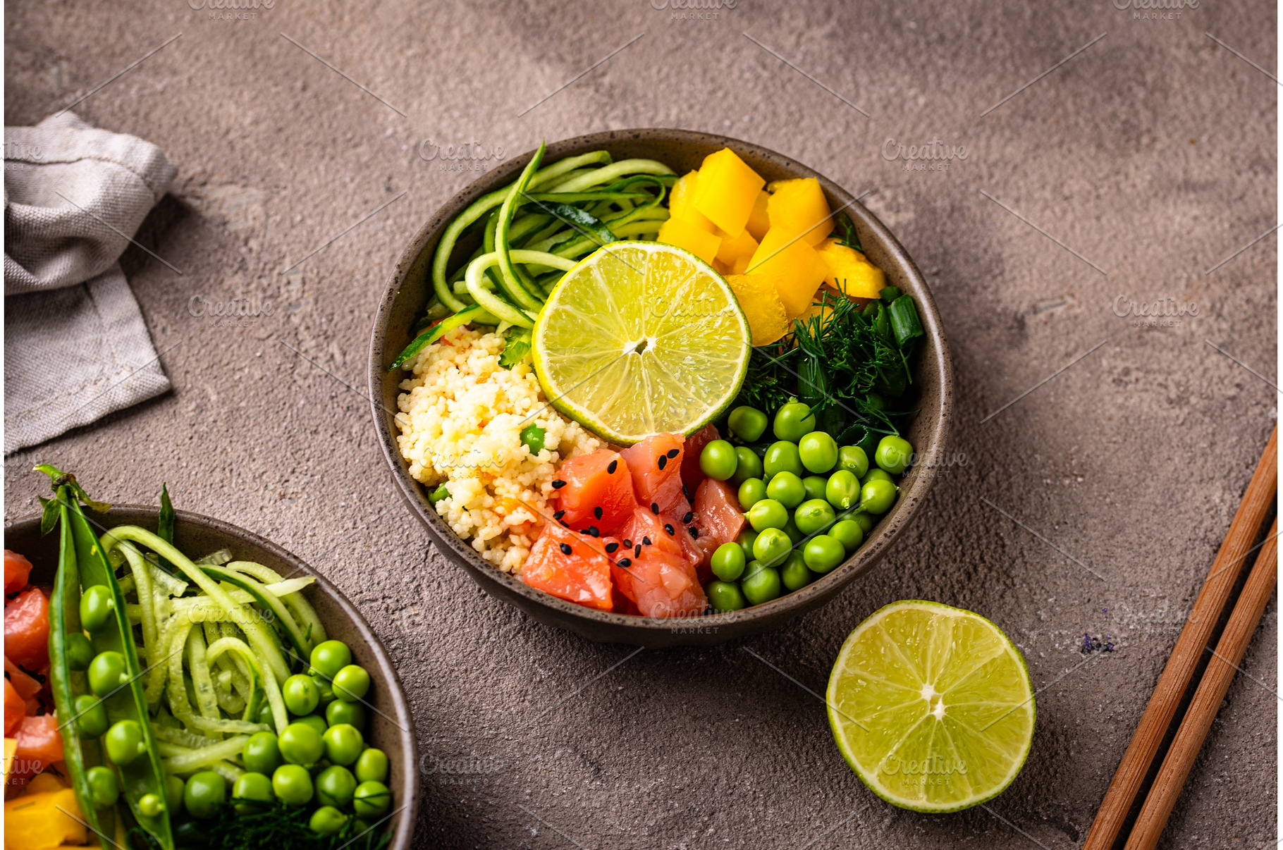 Healthy bowl with salmon and, a Food & Drink Photo by Yulia Furman