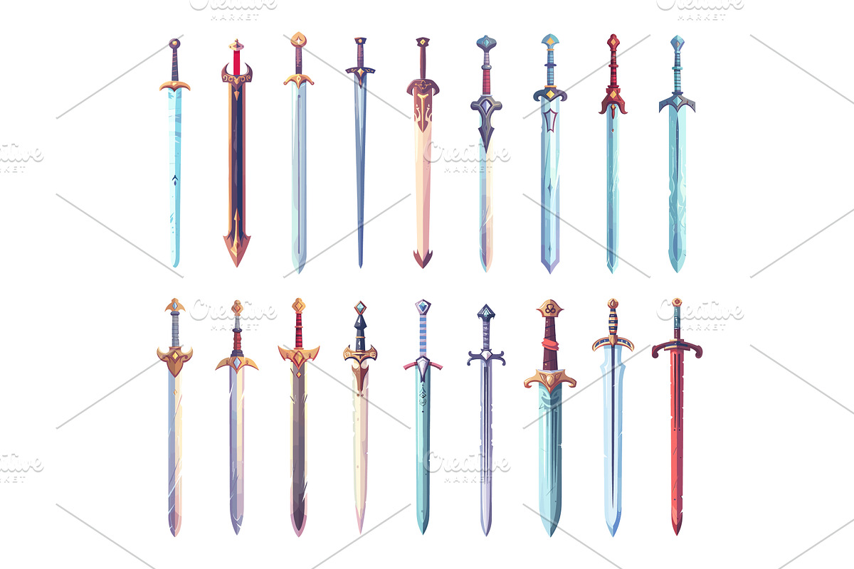 Medieval Cartoon Knights Swords, an Object Illustration by LadadikArt