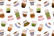 Coffee cups set + banner + patterns, a Food Illustration by PaperTrident (Thumbnail 5 of 5)