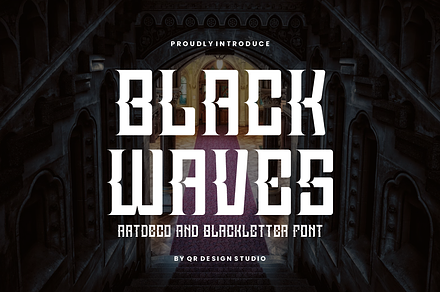 Black Waves - Artdeco & Blackletter, a Blackletter Font by QR Design Studio