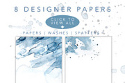 Blue Watercolor Washes+Papers, an Illustration by Feather Grace Designs (Thumbnail 2 of 7)
