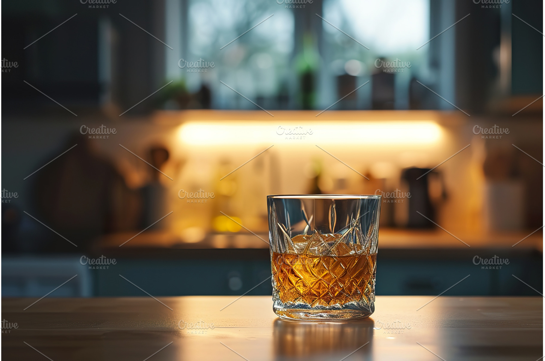 Crystal Glass of Whiskey with Ice, a Food & Drink Photo by Lermont51