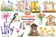 Watercolor Warm Spring Clipart, an Illustration by DreamCafeArt (Thumbnail 1 of 3)