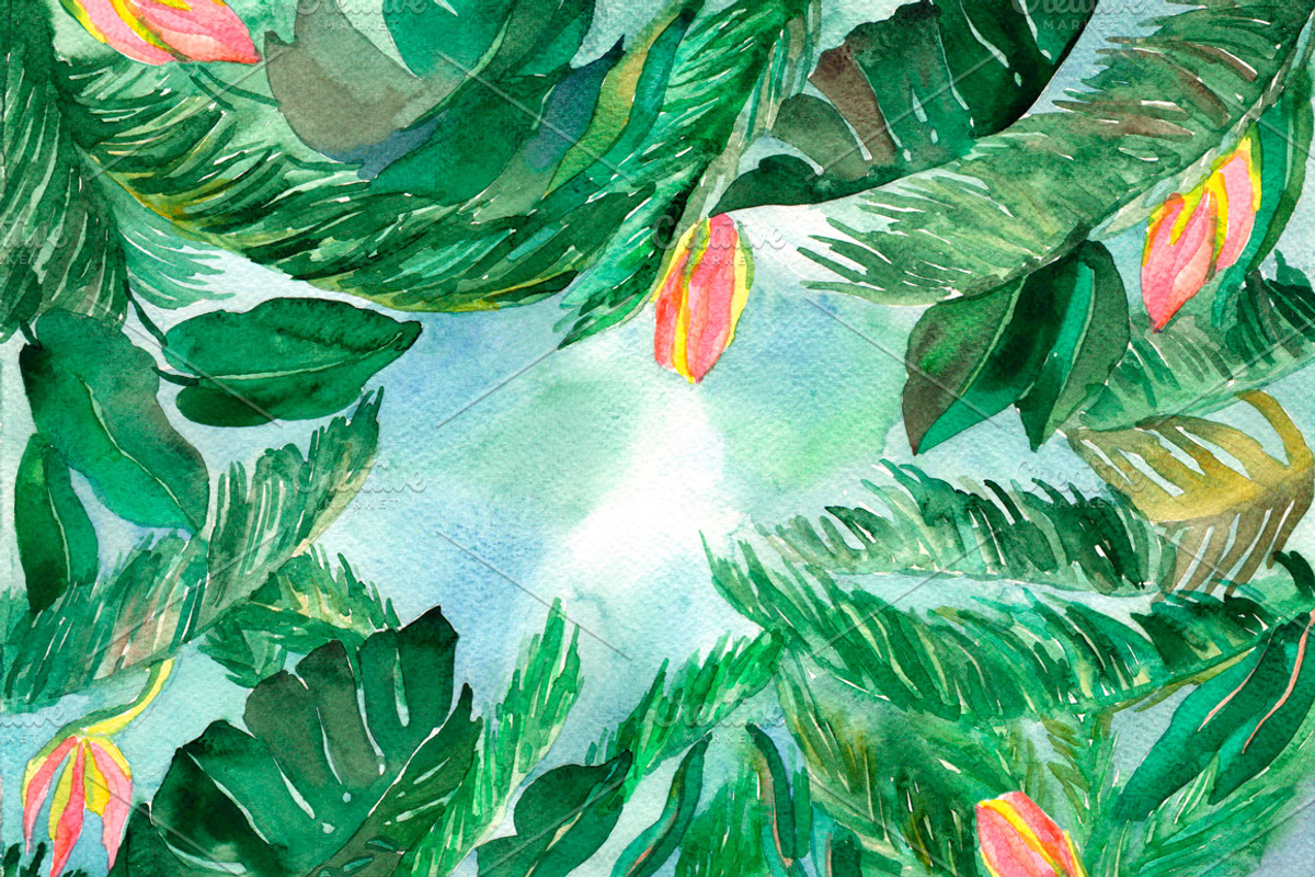 Watercolor tropical background, a Texture Graphic by Inna Vinchenko Designs (Photo 3 of 3)