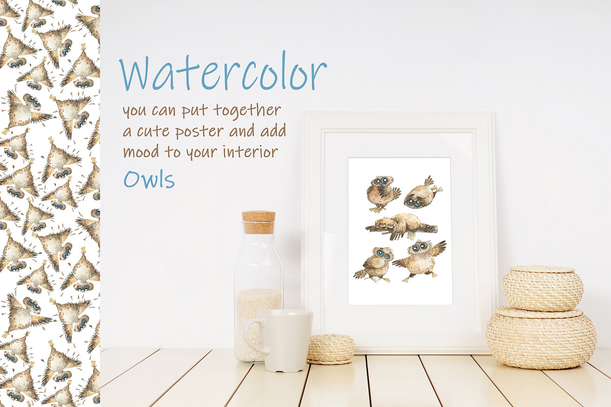 Сute owls. Seamless patterns., a Pattern Graphic by Novikova Lida (Photo 9 of 9)