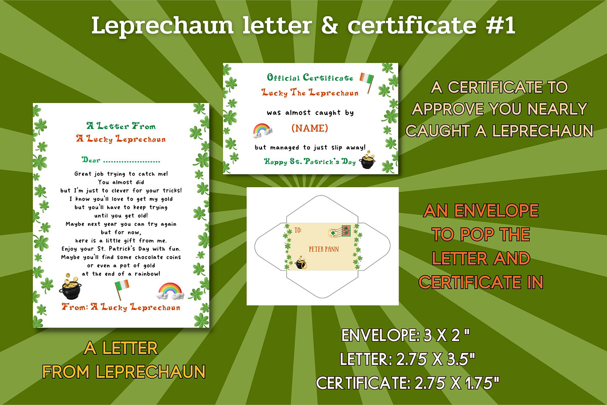 4 Leprechaun Letter&Certificate sets, a Print Template by Adalin Shop (Photo 3 of 8)