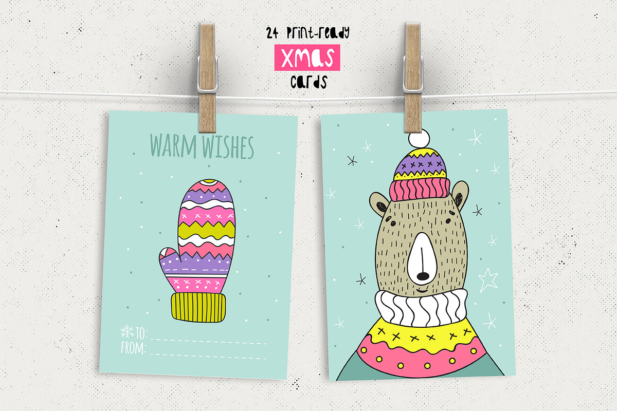 Merry & Bright Xmas - holiday set, an Animal Illustration by Bosotochka♥Art (Photo 3 of 10)