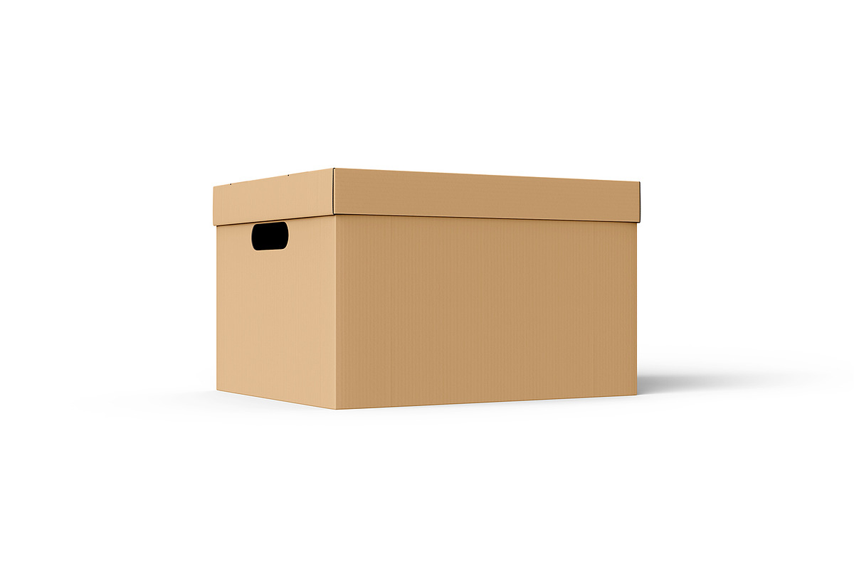 Cardboard Carton Moving Box Mockup, a Packaging Mockup by Ram Studio LLC