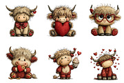 Valentines Highland Cow Clipart, an Illustration by Dream Creation (Thumbnail 2 of 7)
