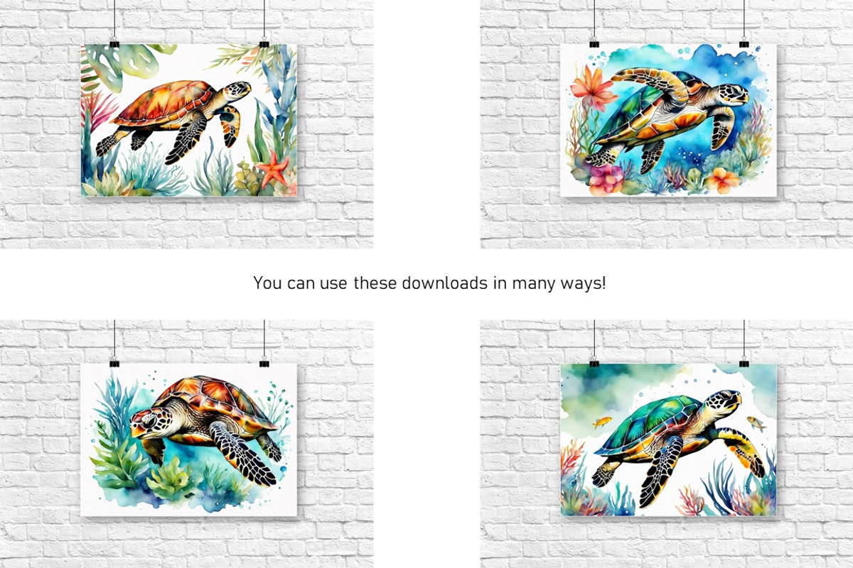 Watercolor Sea Life, Turtles Set 1, an Animal Illustration by Kat's Artful Creations (Photo 2 of 9)