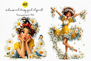 Whimsical Daisy Girl Clipart, a Seasonal Illustration by Craft Nest (Thumbnail 1 of 6)