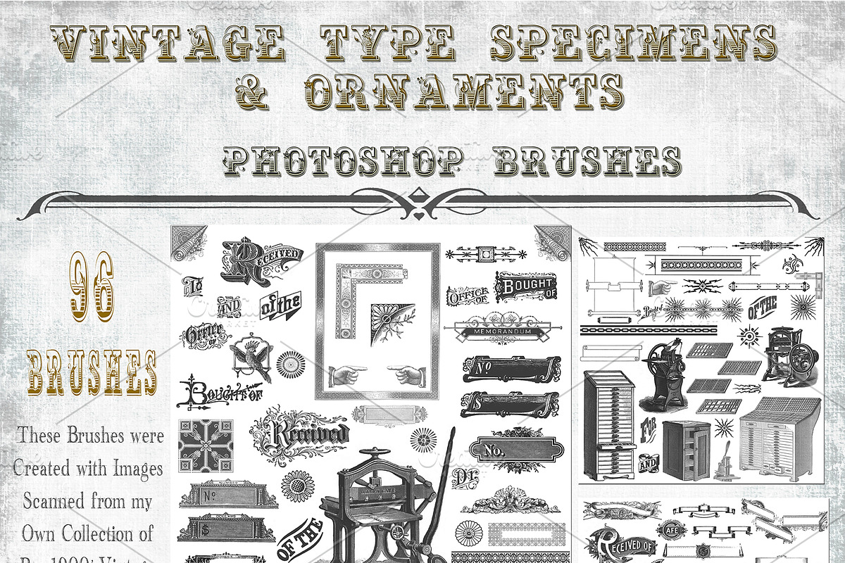 Vintage Type & Ornament Brush Set