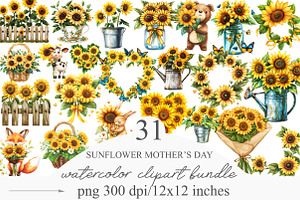 Sunflower Mother's Day Clipart, an Illustration by Designking