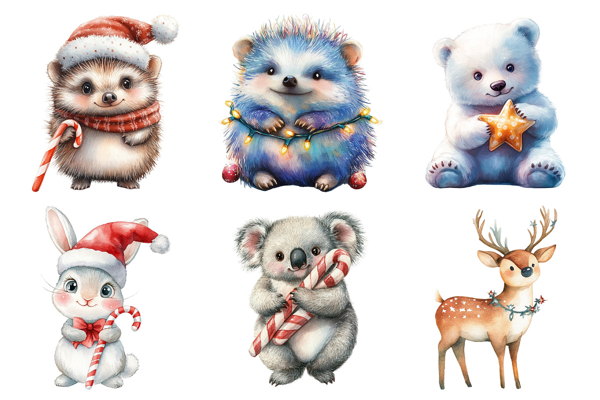 Cute Pastel Animal Christmas Clipart, an Illustration by Daily.Designs (Photo 3 of 4)