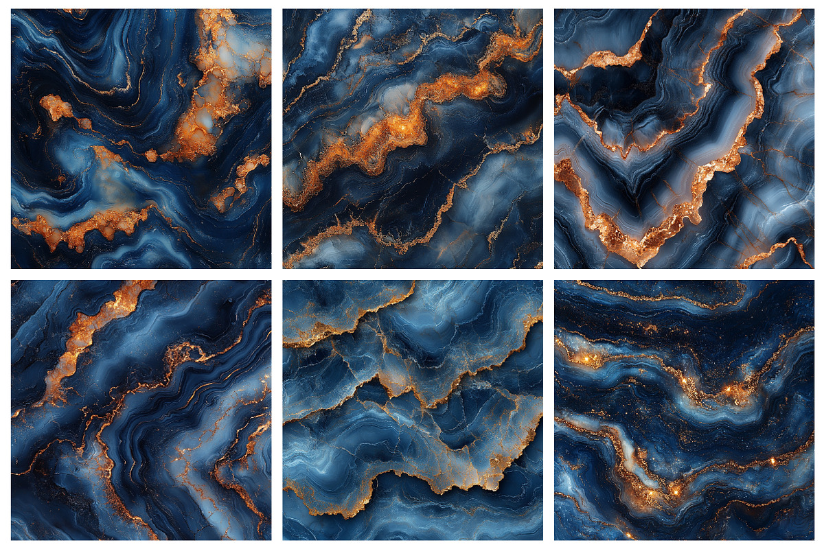Navy and Rose Gold Marble Digital Pa, an Illustration by RobertsArt (Photo 7 of 7)