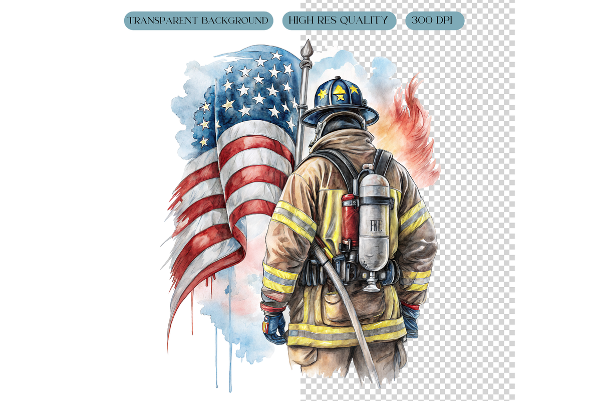 Firefighter American Flag PNG, an Illustration by TatiMockup (Photo 7 of 7)