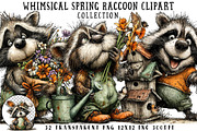 Whimsical Spring Raccoon Clipart, an Illustration by OK Design (Thumbnail 1 of 6)