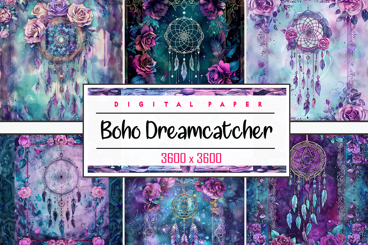 Watercolor Boho Dreamcatcher, a Background Graphic by Printable Treasure (Photo 1 of 4)