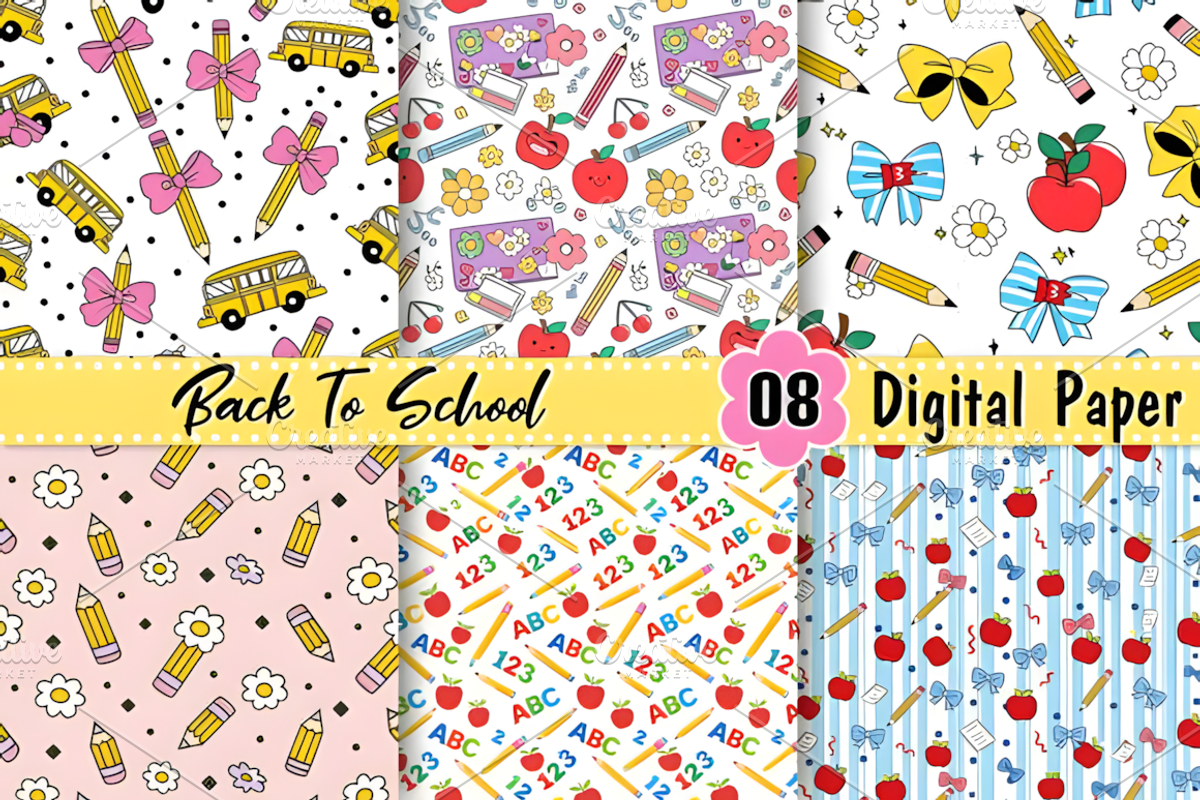 Back to School Digital Paper, a Pattern Graphic by Coco Bloom (Photo 3 of 3)