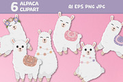 Cute Cartoon Alpacas Clipart, an Object Graphic by linakilljoy (Thumbnail 1 of 3)