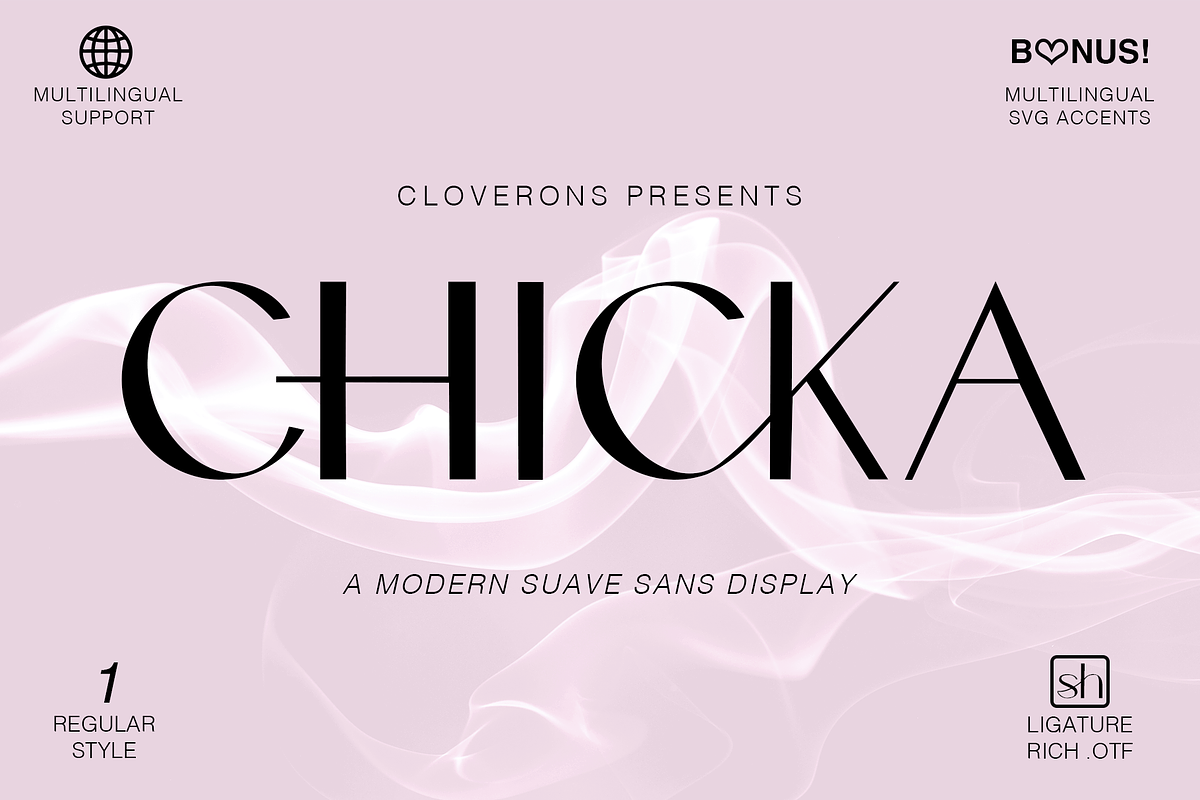 Chicka - Suave Modern Sans Display, a Sans Serif Font by Cloverons (Photo 1 of 14)