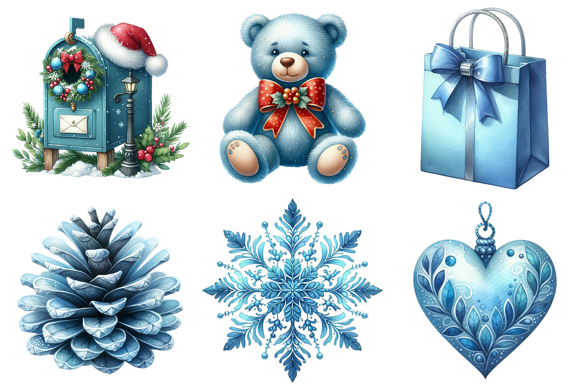 Christmas Blue Clipart PNG, an Illustration by Daily.Designs (Photo 4 of 5)