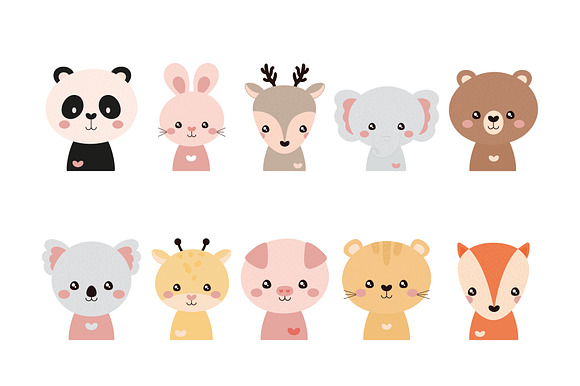Cute Animal Head Vector Set preview 2